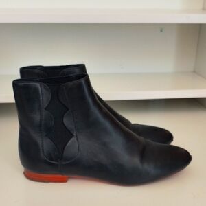 Loeffler Randall Black Leather Pull On Boot Size 6B